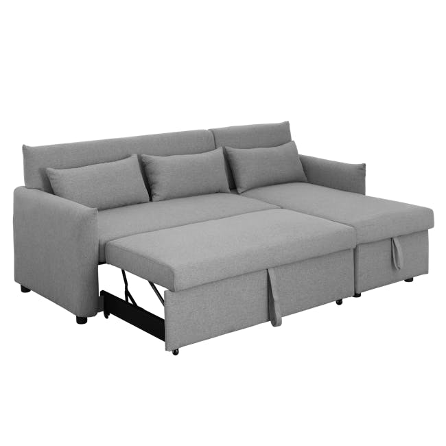 Asher L-Shaped Storage Sofa Bed - Dove Grey - 5