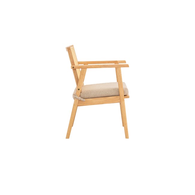 Kiki Rattan Lounge Chair - 8 - Wooden chair, minimalist design, light wood finish, simple structure, ergonomic support