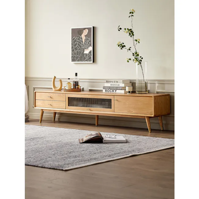 Mike Solid Wood TV Console - Natural, 180cm - 1