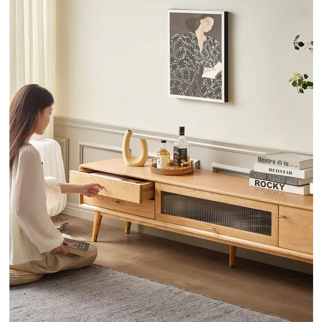 Mike Solid Wood TV Console - Natural, 180cm - 5