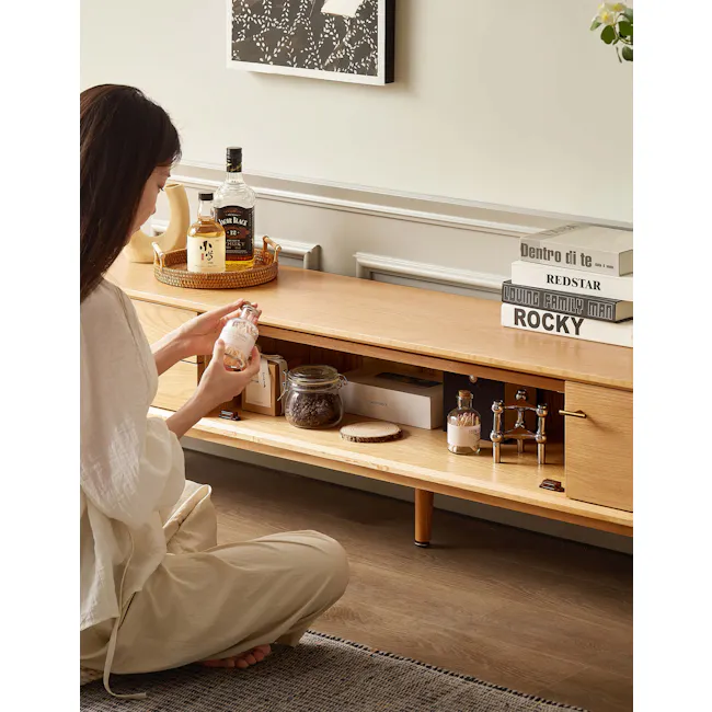 Mike Solid Wood TV Console - Natural, 180cm - 8