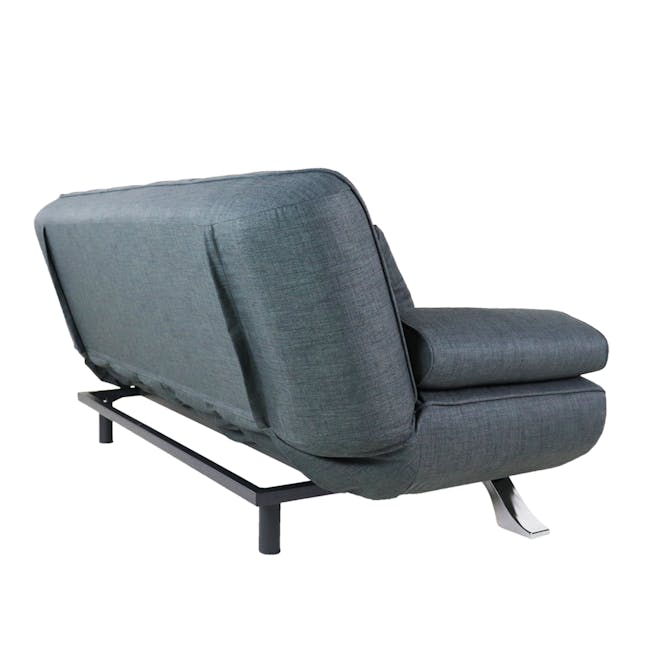 Clifford 3 Seater Sofa Bed - Grey - 3 - Grey upholstered recliner with sleek metal frame, comfortable seating, modern