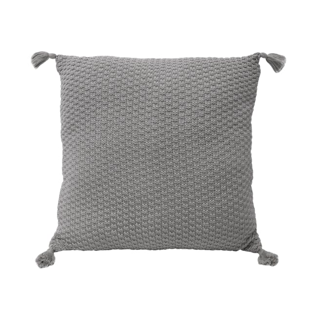 Laura Knitted Cushion - Grey - 0