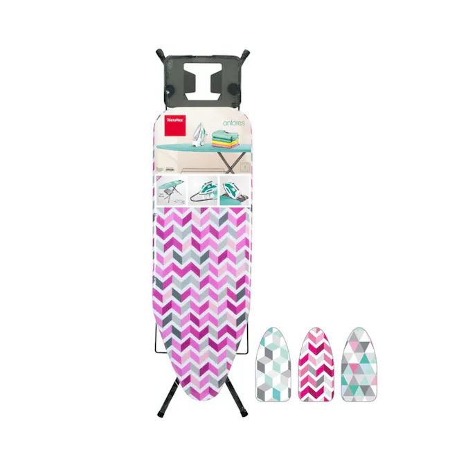 Metaltex Antares Ironing Board with Underboard Linen Shelf - 5 - Illuminated ironing board, stylish folding stand, portable