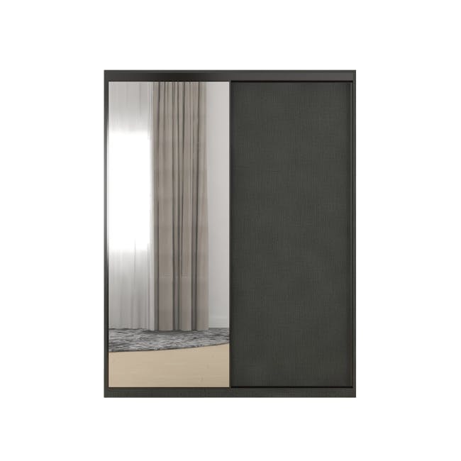 Lorren Sliding Door Wardrobe 3 with Mirror - Graphite Linen - 0