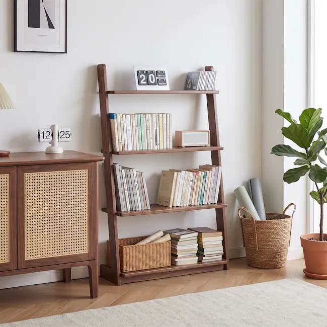 Hibana Leaning Display Bookshelf 0.8m - Walnut