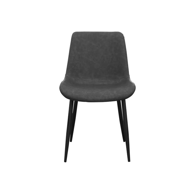 Herman Dining Chair - Gunmetal Grey (Faux Leather) - 3 - Modern minimalist chair, sleek design, dark upholstery, comfortable