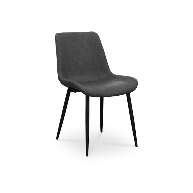 Herman Dining Chair - Gunmetal Grey (Faux Leather) - 1 - Modern minimalist chair, sleek black finish, ergonomic design