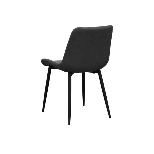 Herman Dining Chair - Gunmetal Grey (Faux Leather) - 5 - Modern minimalist chair, sleek design, black upholstery, ergonomic