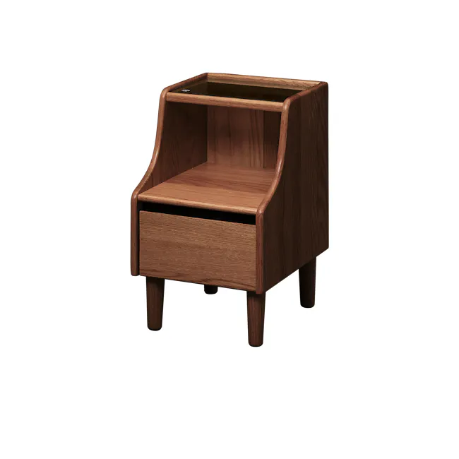 Lekka Narrow Bedside Table - Walnut - 1