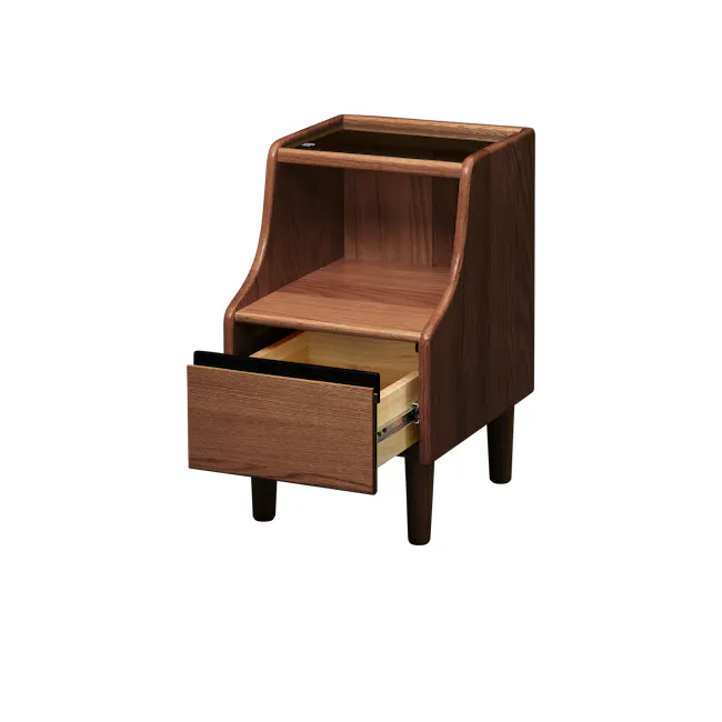 Lekka Narrow Bedside Table - Walnut - 2