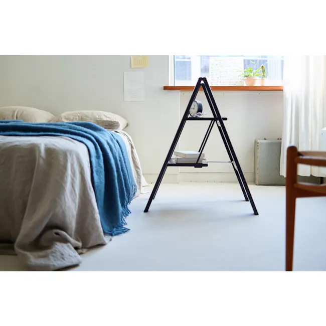 Hasegawa Lucano Slim Aluminium 2 Step Stool - Black - 2 - comfortable, cozy, minimalist, modern, serene, bright, natural