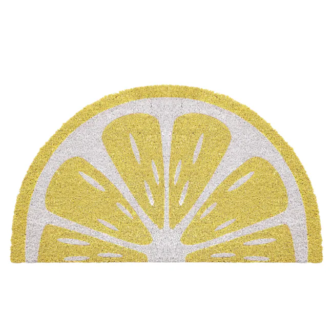 Lemon Coir Door Mat - 1 - Golden citrus slice, citrus slice design, glittery citrus slice, glitter citrus slice, glitter