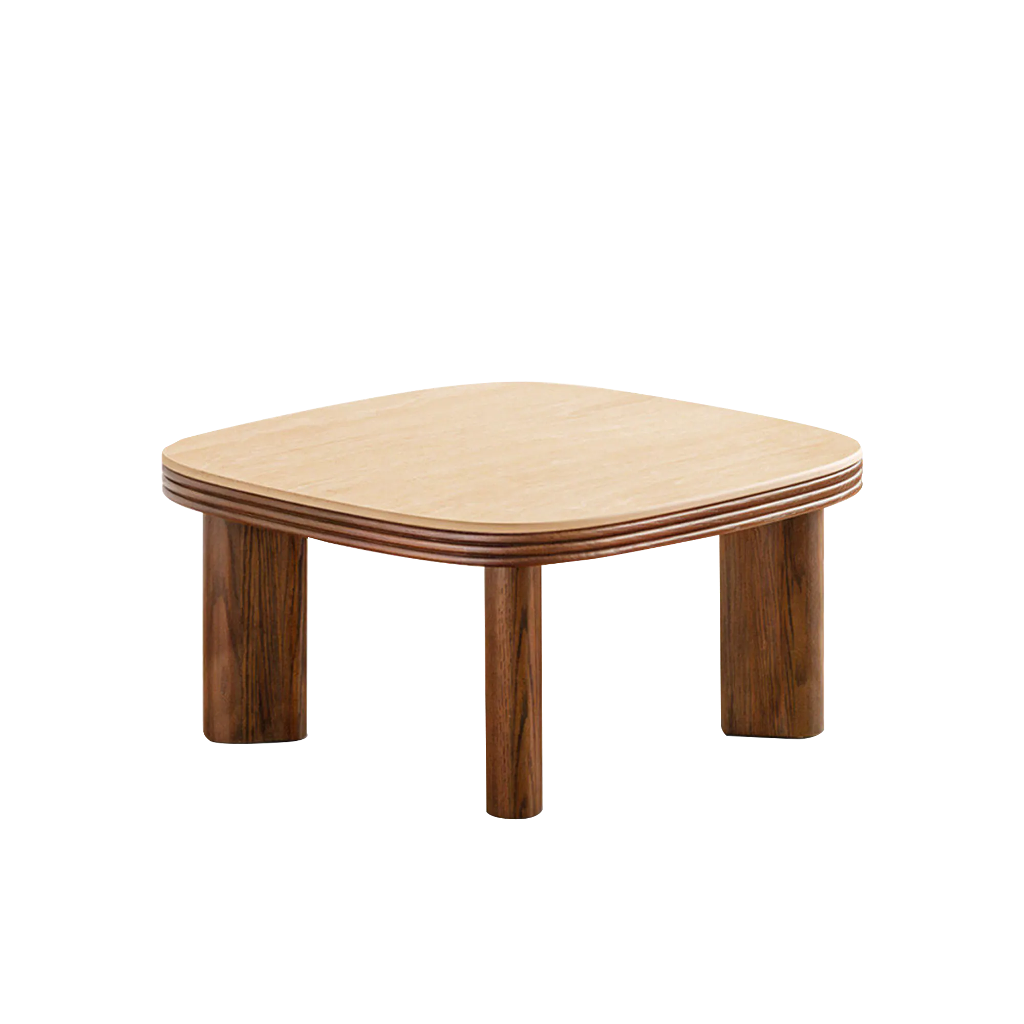 Reign Round Coffee Table 0.7m - Walnut, Travertine (Sintered Stone)