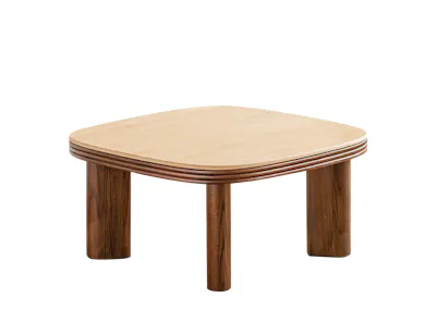 Reign Round Coffee Table 0.7m - Walnut, Travertine (Sintered Stone)
