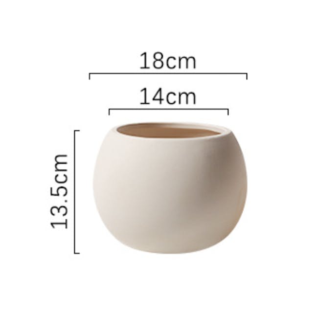Addy Round Ceramic Pot with Saucer - 4
