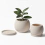 Addy Round Ceramic Pot with Saucer - 1