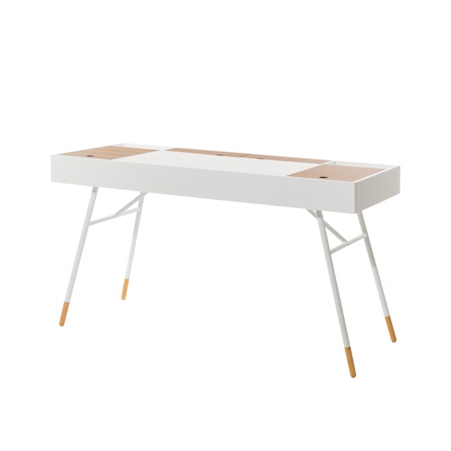 Morse Study Table 1.4m - White, Oak - 0
