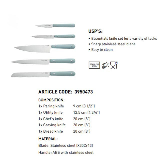 Berghoff 5 PC Multifunctional Stainless Steel Complete Knife Set - 3
