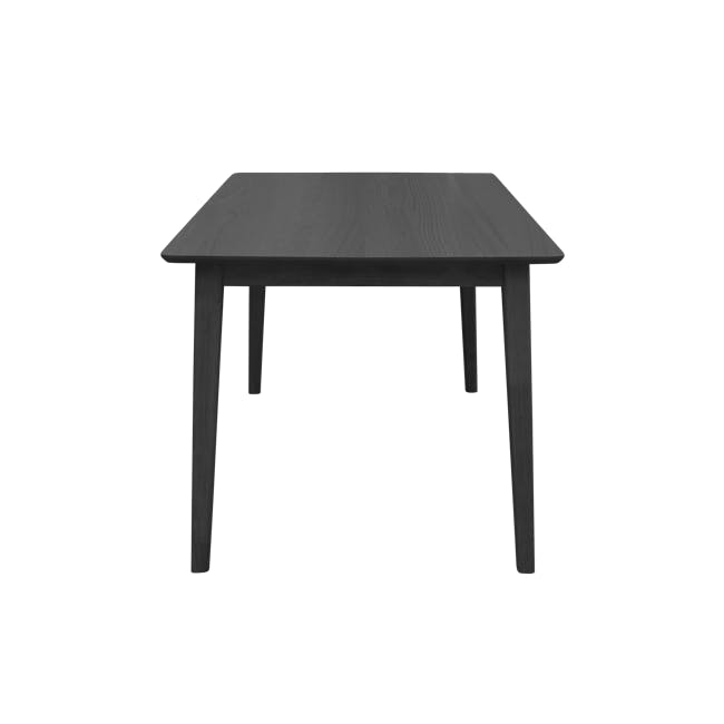 Koa Dining Table 1.5m in Black Ash with Koa Bench 1.4m in Black Ash and 2 Herman Dining Chairs in Elephant Grey - 3