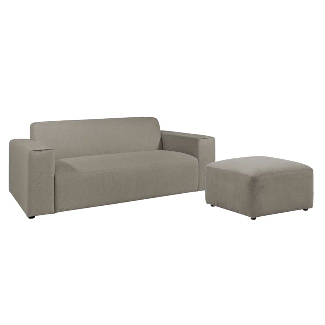 Adam 3 Seater Sofa and Adam Ottoman - Taupe - 0