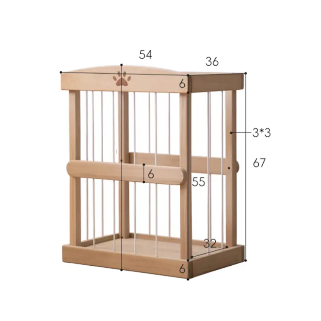 Micah Wooden Kids Toy Storage - 6 - Wooden crib with adjustable bars, 36 inches wide, 3*3 structure, 54 inches height, 6