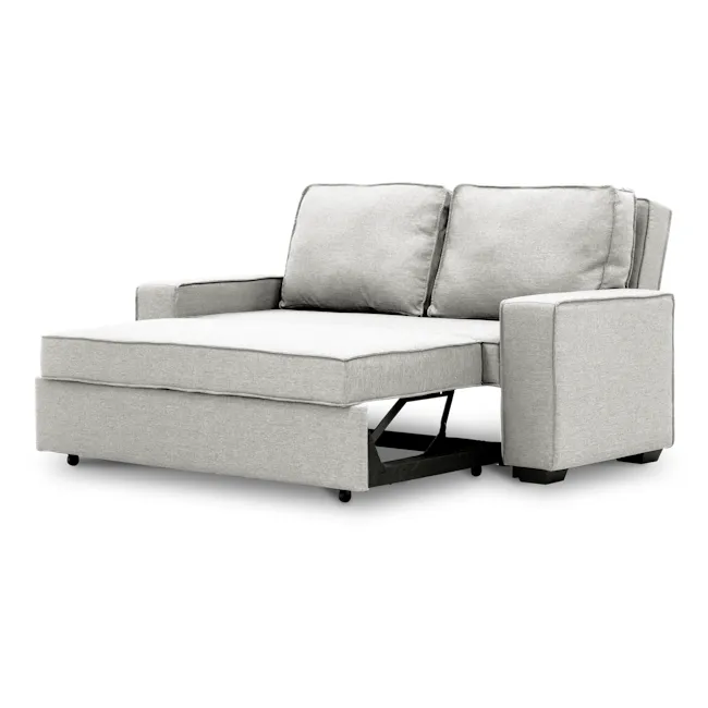 Arturo 3 Seater Sofa Bed - Beige (Eco Clean Fabric) - 19 - Modern gray sofa with cushioned seats and armrests, sleek black