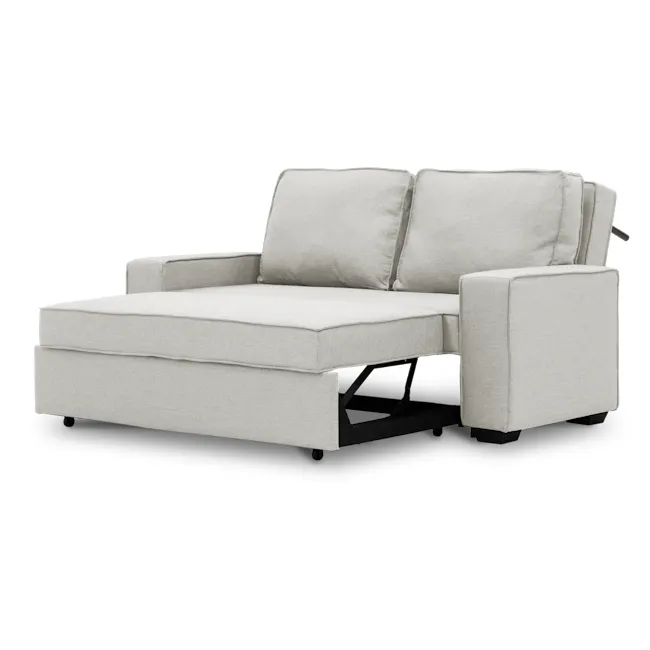 Arturo 3 Seater Sofa Bed - Beige (Eco Clean Fabric) - 18 - Modern minimalist sofa, light gray fabric, cushioned armrests