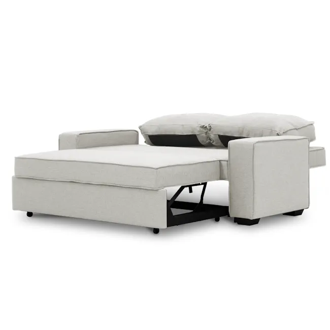 Arturo 3 Seater Sofa Bed - Beige (Eco Clean Fabric) - 8 - Modern minimalist sofa, light gray fabric, cushioned seating