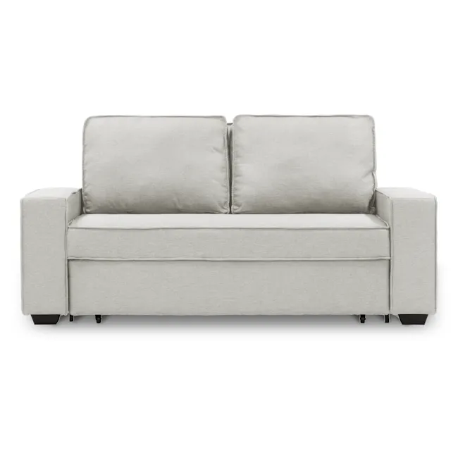 Arturo 3 Seater Sofa Bed - Beige (Eco Clean Fabric) - 13 - Modern minimalist sofa, light gray fabric, two cushioned seats