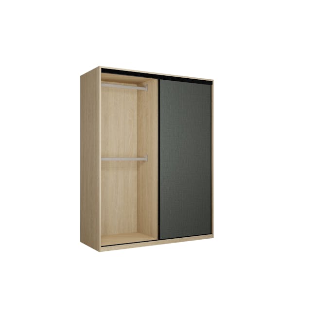 Lorren Sliding Door Wardrobe 2 - Graphite Linen, Herringbone Oak - 6