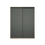Lorren Sliding Door Wardrobe 2 - Graphite Linen, Herringbone Oak - 0