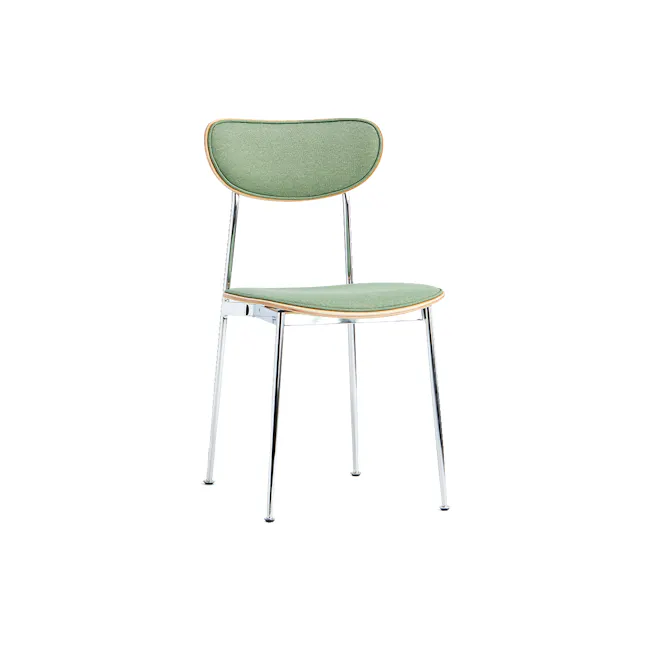 Miller Dining Chair - Oak, Spring Green (Fabric Backrest) - 1