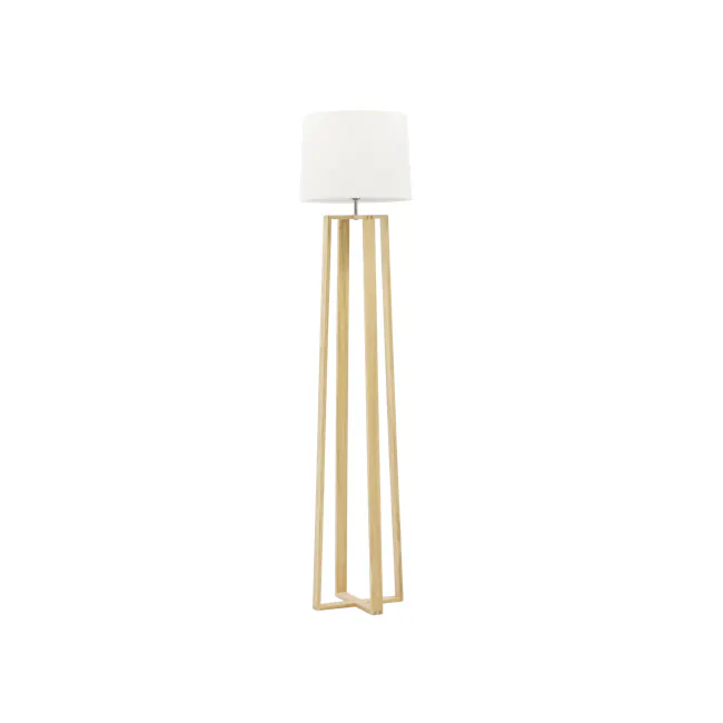 Amber Floor Lamp - Oak, White - 1 - Wooden floor lamp, minimalist design, vertical lines, natural wood finish, modern decor