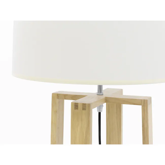 Amber Floor Lamp - Oak, White - 3 - Wooden table, minimalist design, light-colored wood, rectangular legs, modern aesthetic