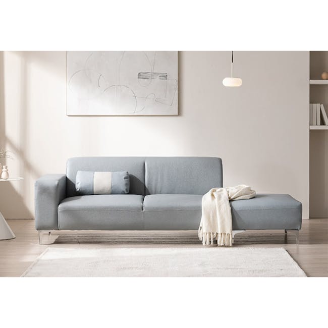 Zenith 3 Seater Left Chaise Sofa with Ottoman - Cool Grey (Faux Leather) - 4