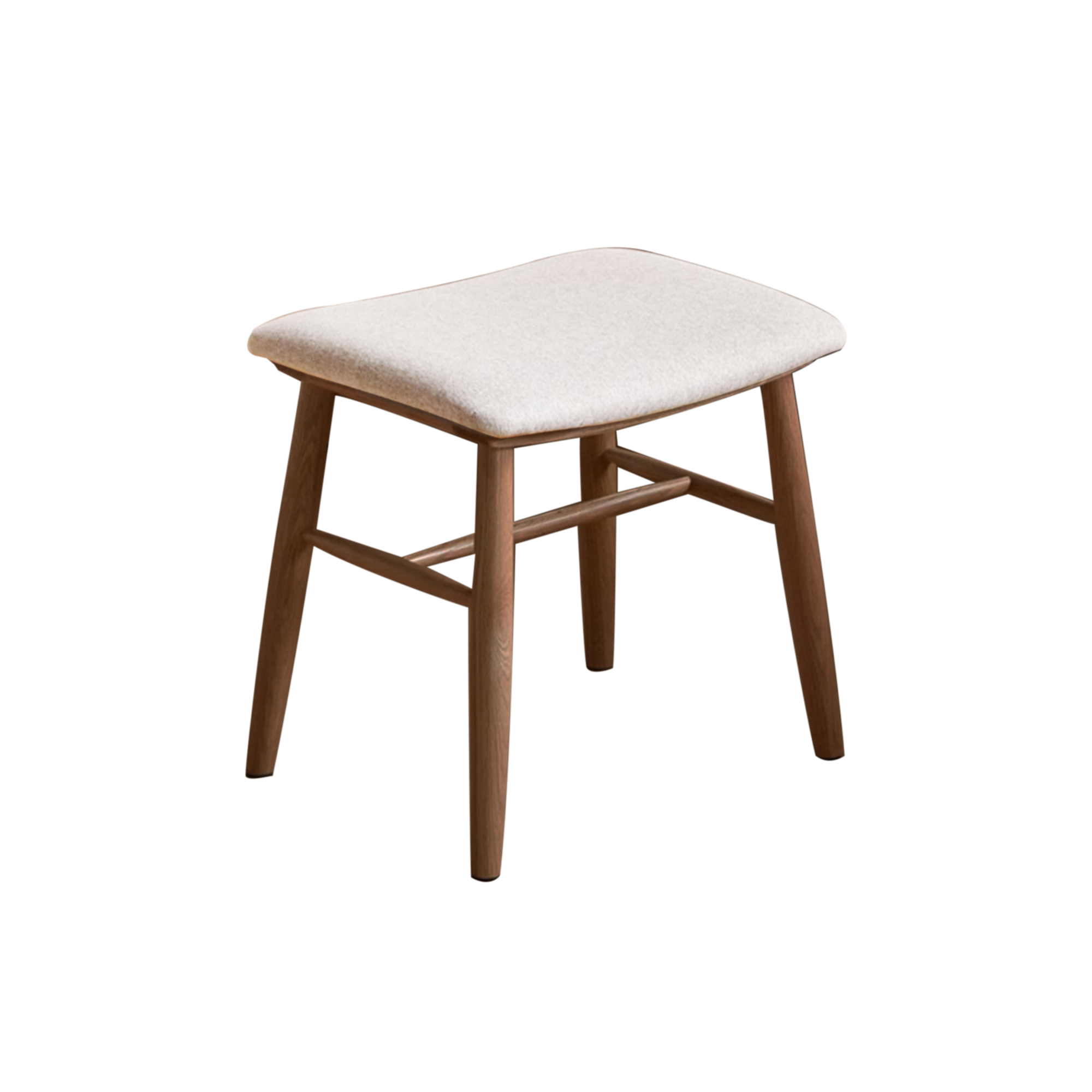 Xena Stool - Walnut, Off White (Fabric)