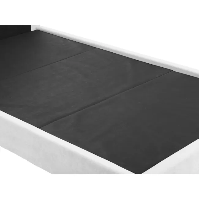 Aspen Super Single Bed - Cloud White - 8 - Black and white photo of a modern bed frame, Minimalist design with contrasting