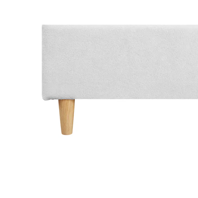Aspen Super Single Bed - Cloud White - 10 - White textured carpet, wooden floor, light wooden floor, wooden table legs