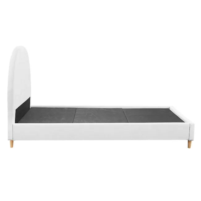 Aspen Super Single Bed - Cloud White - 5 - White upholstered bed frame, minimalist design, soft gray fabric, wooden