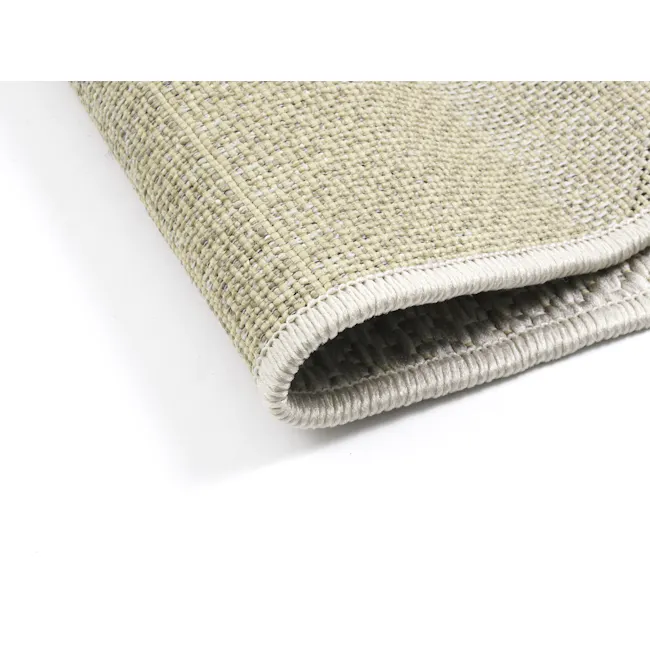 Mira Flatwoven Rug - Light Angles (2 Sizes) - 5 - Burlap fabric, woven texture, natural fiber, beige and white, rolled up