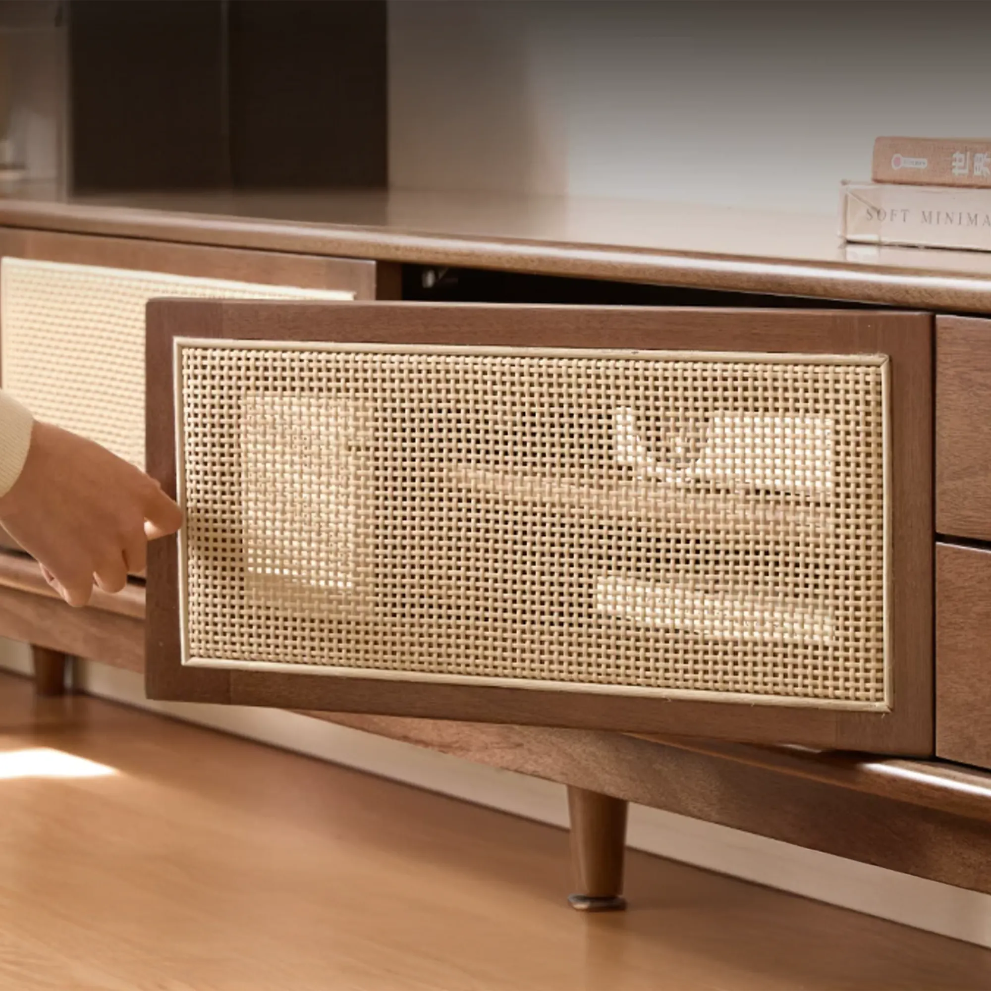 Taya Rattan TV Console 2m - Walnut - 7
