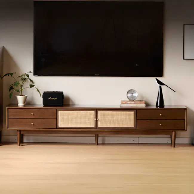 Taya Rattan TV Console 2m - Walnut - 5
