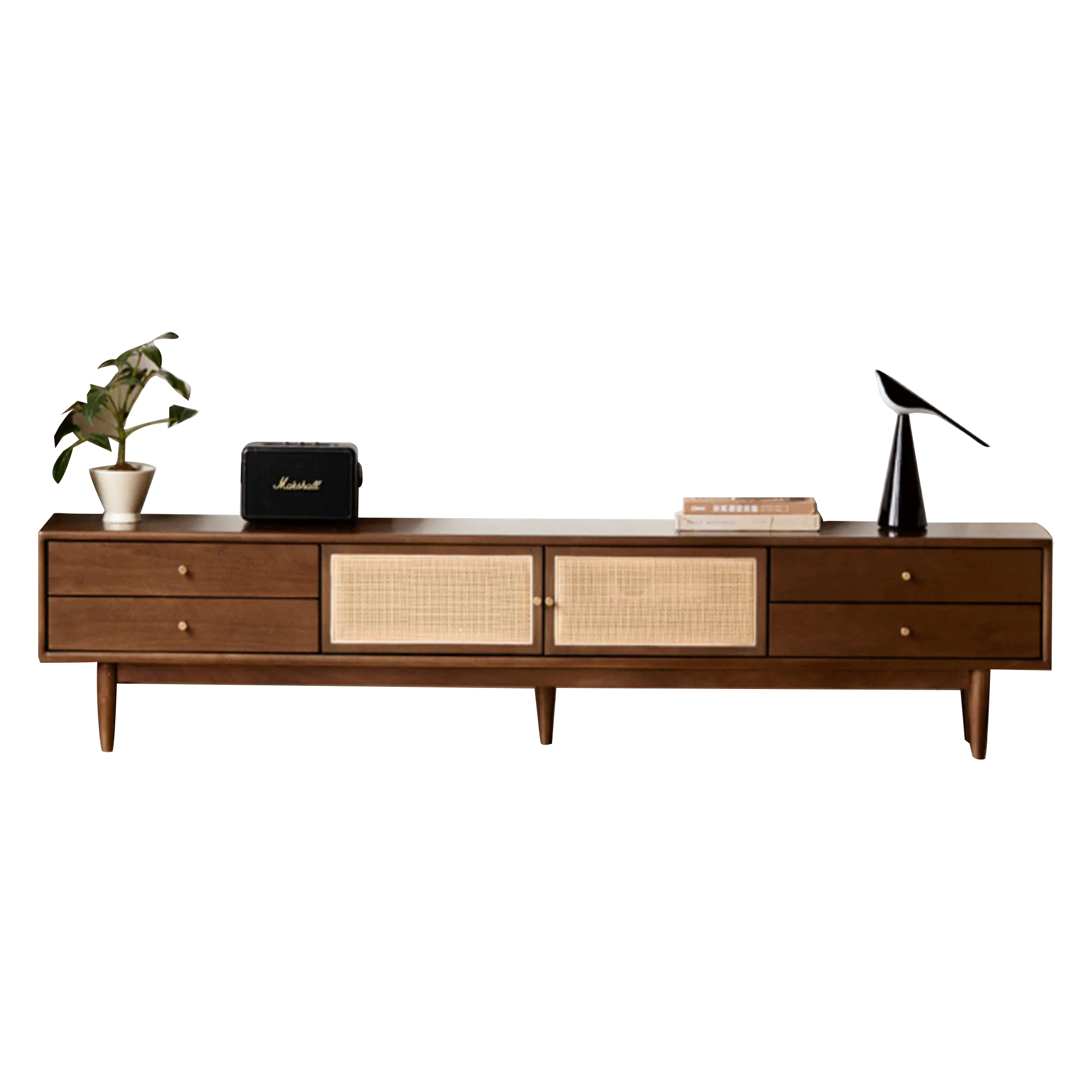 Taya Rattan TV Console 2m - Walnut