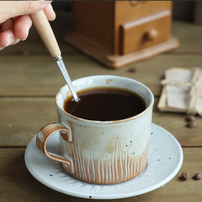 Koa Ceramic Coffee Cup & Saucer - White - 2