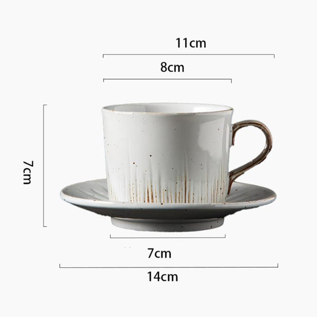 Koa Ceramic Coffee Cup & Saucer - White - 4