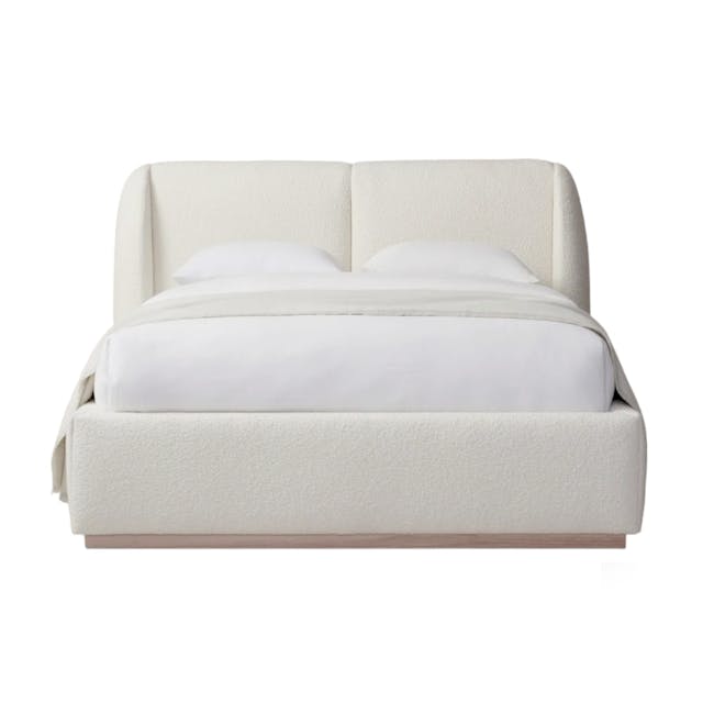 Nova Queen Bed - White Boucle - 0