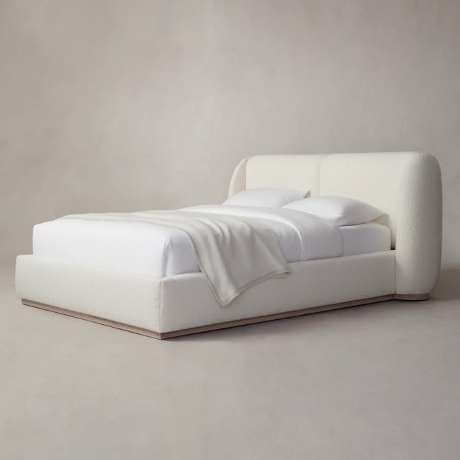 Nova Queen Bed - White Boucle - 1