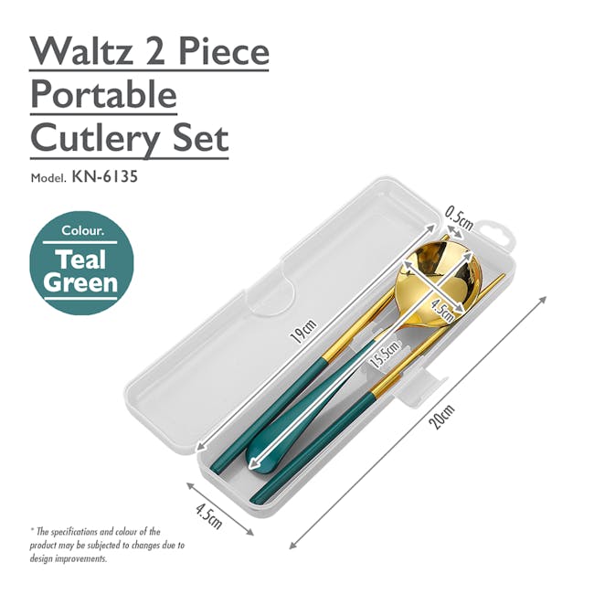 Table Matters Waltz 2pc Portable Cutlery Set - Teal Green - 6