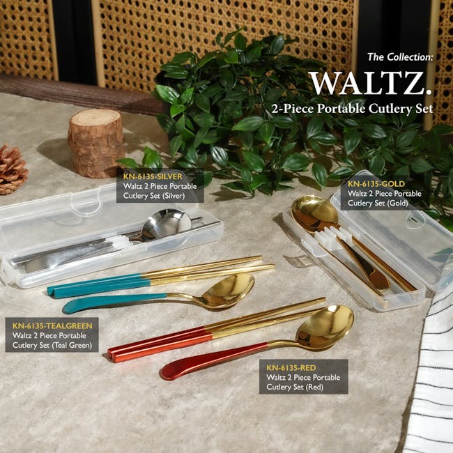 Table Matters Waltz 2pc Portable Cutlery Set - Teal Green - 5